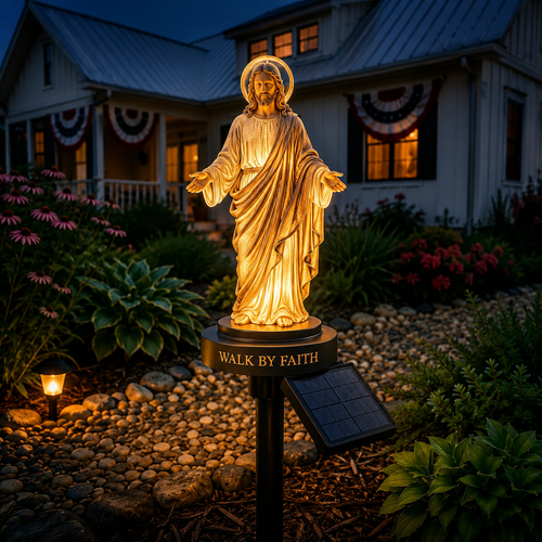🙏🏻 Walk by Faith Solar Jesus Garden Light – A Peaceful Reminder of His Presence