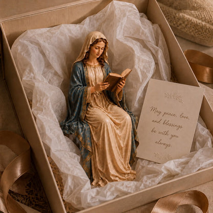 🙏Handcrafted Virgin Mary Reading Bookshelf Figure - A Quiet Blessing for Your Bookshelf