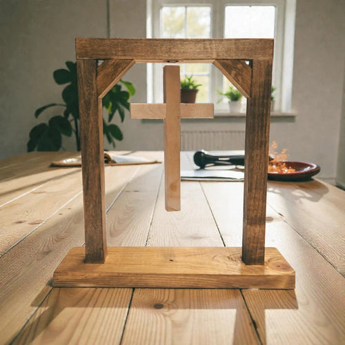 ✝️ Handmade Floating Wooden Cross Tabletop Decor