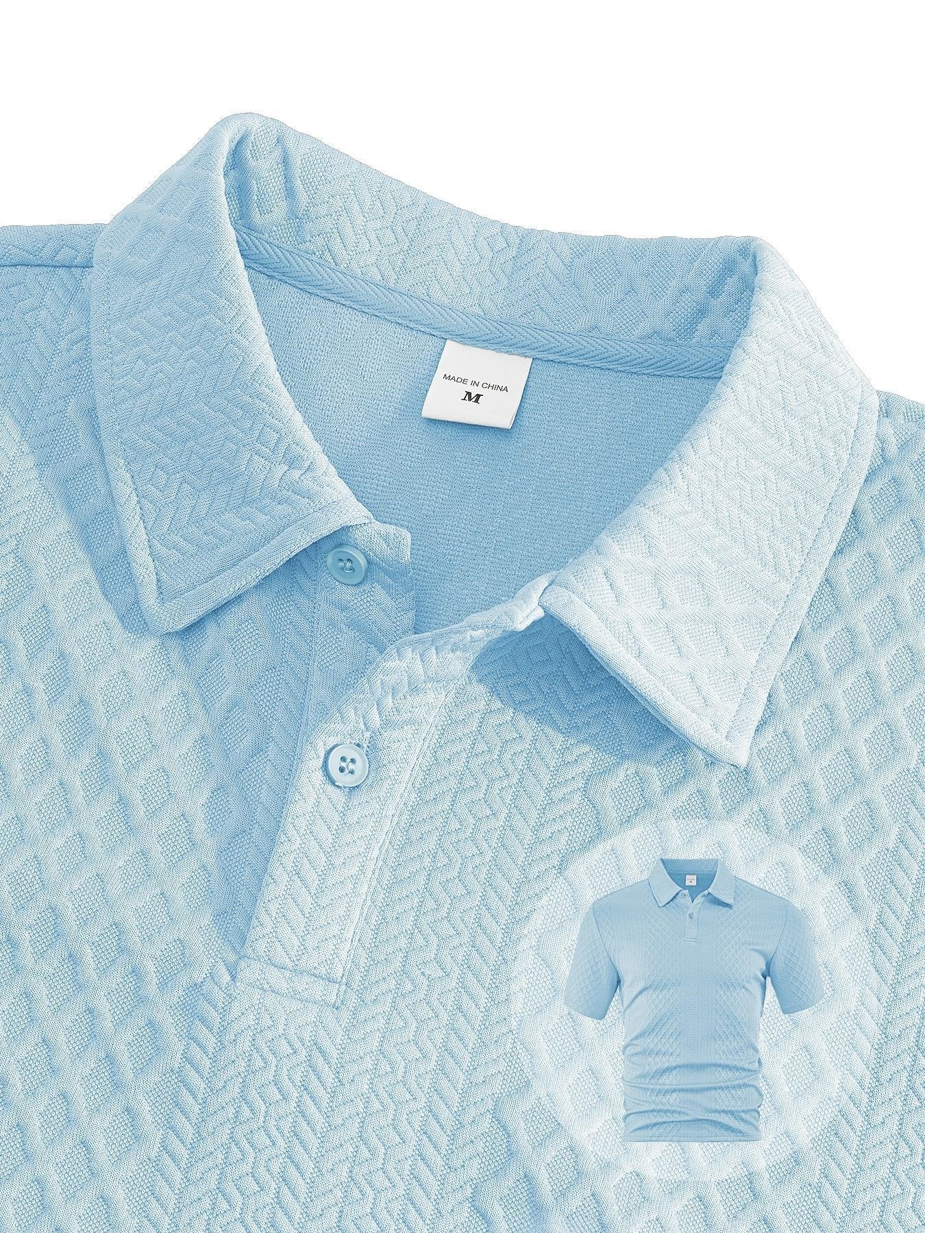 Men's Solid Polo Shirt & Drawstring Waist Shorts Set, Cozy Breathable Two-piece Outfits