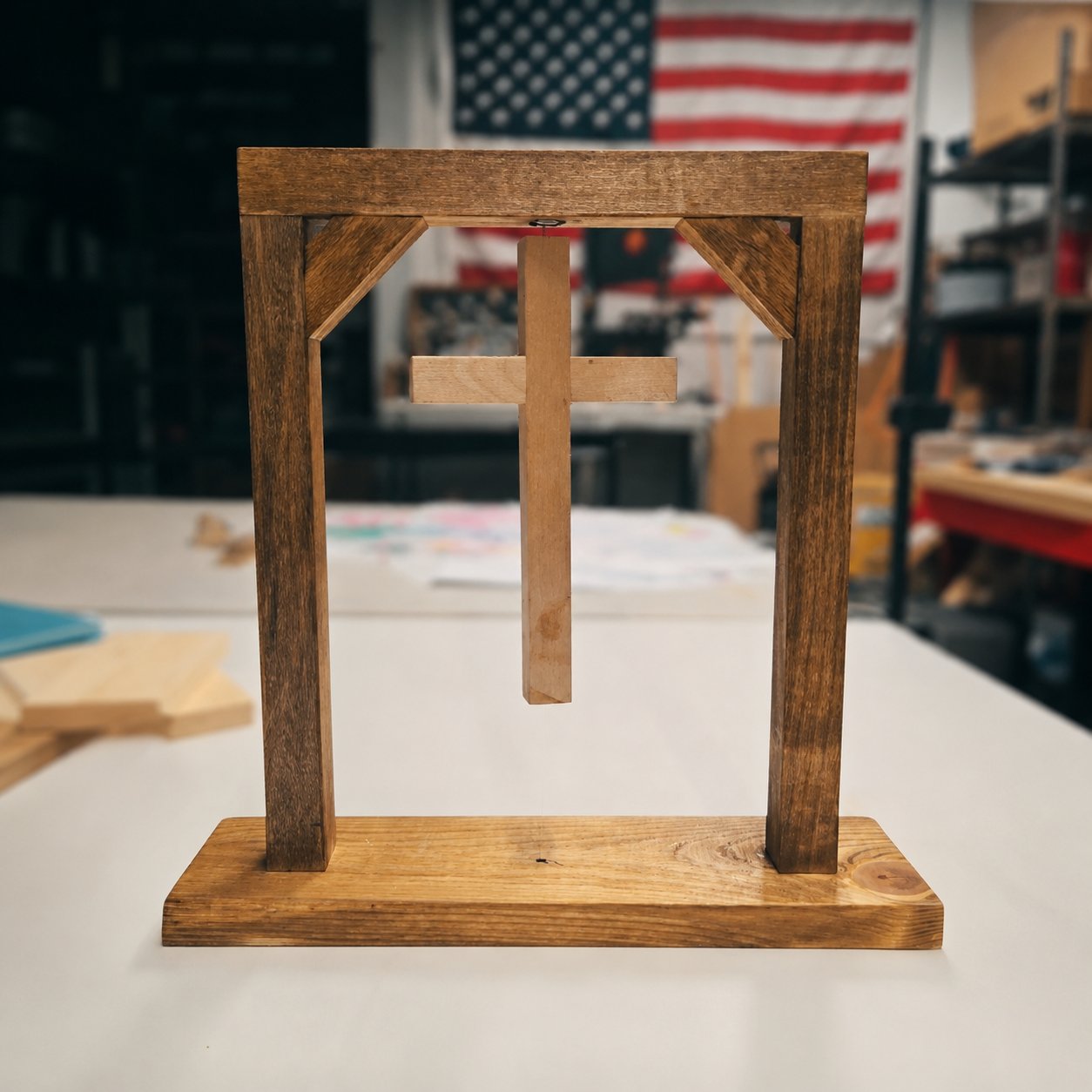 ✝️ Handmade Floating Wooden Cross Tabletop Decor