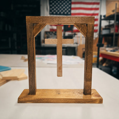 ✝️ Handmade Floating Wooden Cross Tabletop Decor