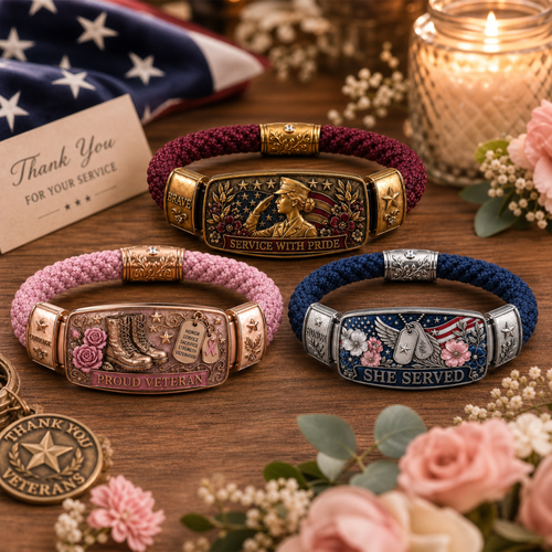 🔥🎁Empowered Service Women's Veteran Bracelet Collection | Patriotic Braided Cord Keepsake