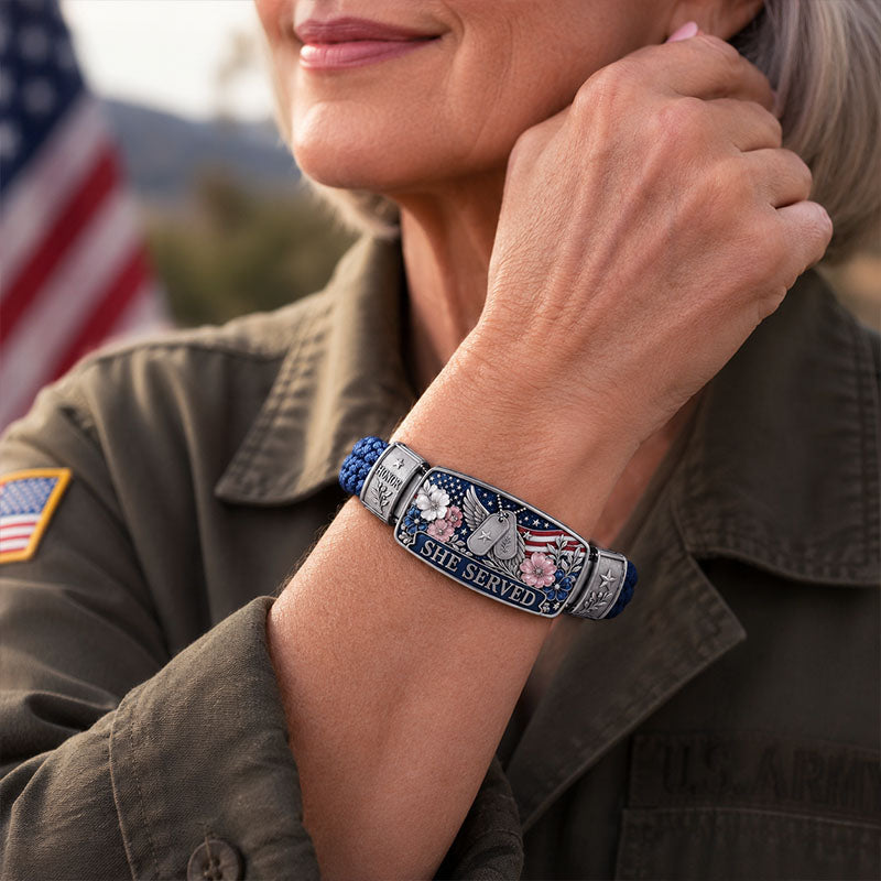 🔥🎁Empowered Service Women's Veteran Bracelet Collection | Patriotic Braided Cord Keepsake
