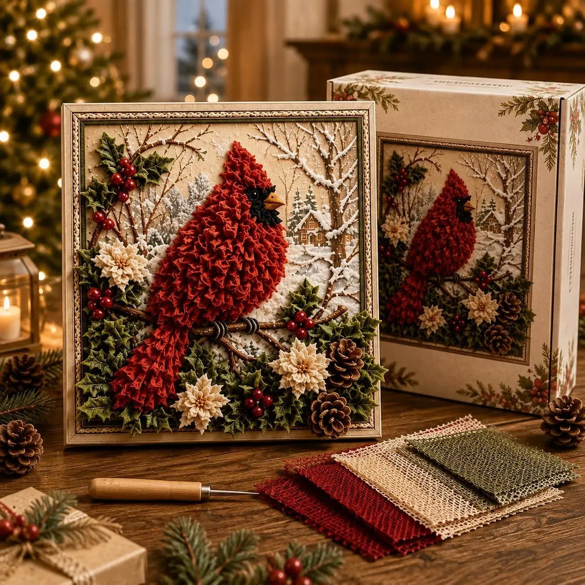 🖼️3D Christmas Fabric Poke Art Kit