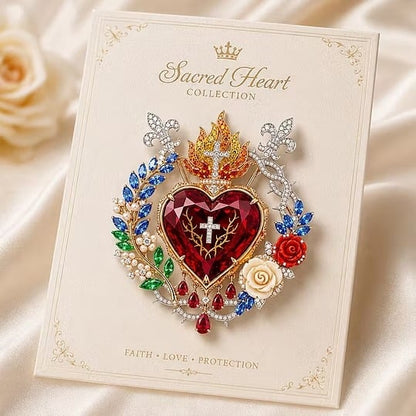 🔥HOT SALE 49% OFF❤️Sacred Heart Floral Gemstone Brooch | Vintage Palace-Inspired Statement Pin✨