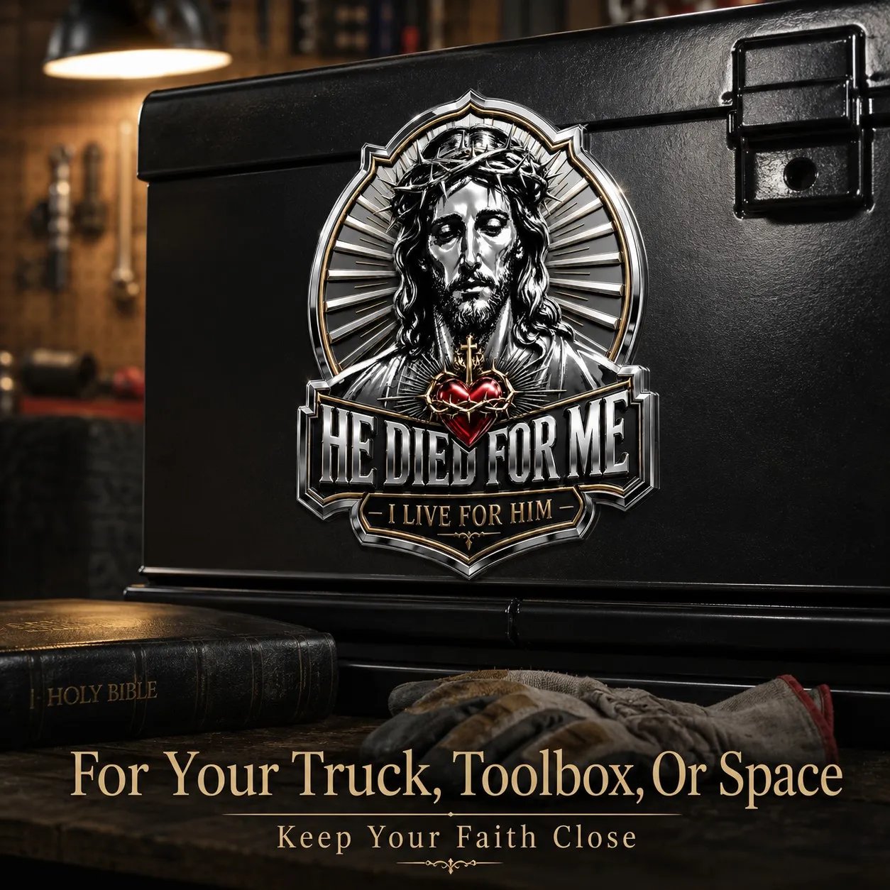 🩷He Died For Me 3D Metal Emblem ✝️|Waterproof • No Fade • No Rust • Magnet🧲