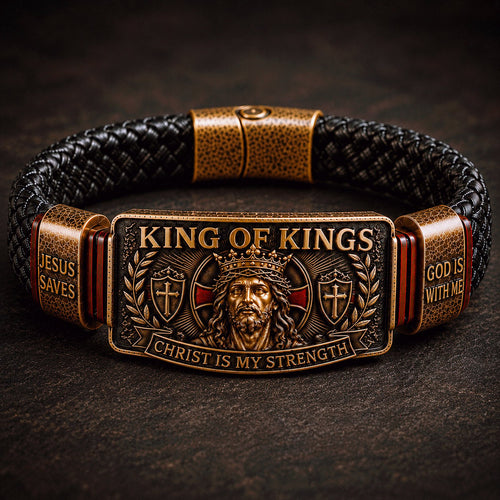 🔥LAST DAY 50% OFF ✝️CHRIST IS MY STRENGTH: Father’s Day Faith Bracelet, Daily Spiritual Reminder for Christian Dads