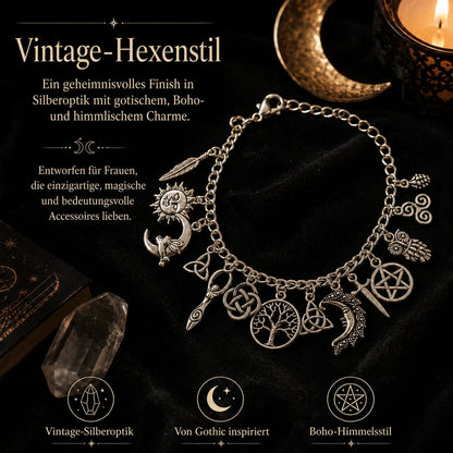 Mystisches Vintage-Charm-Armband für Damen – Celestial Gothic Boho Schmuck🔮✨
