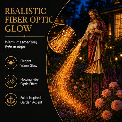 ✝️ Solar Jesus Fiber Optic Garden Light ✨ | Faith-Inspired Outdoor Decor