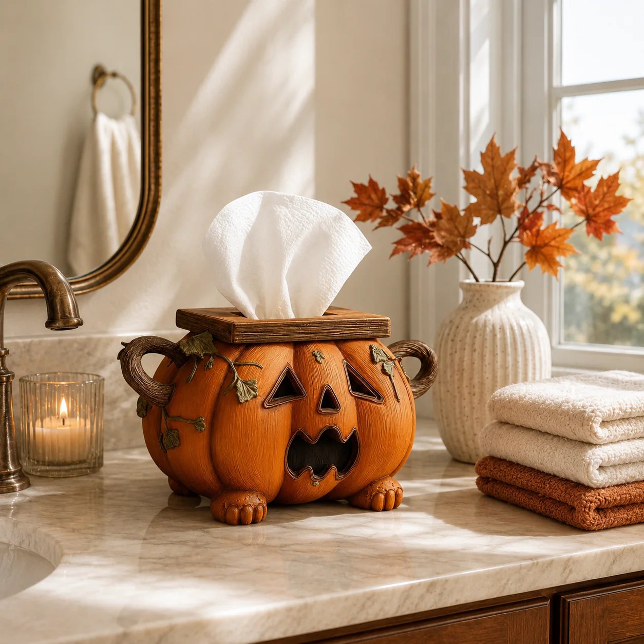 🏆Flash Sale⚡ 5K+ SOLD! 🎃 Pumpkin Halloween Tissue Box Cover-Turn Your Everyday Tissue Box Into A Spooky Fall Decoration