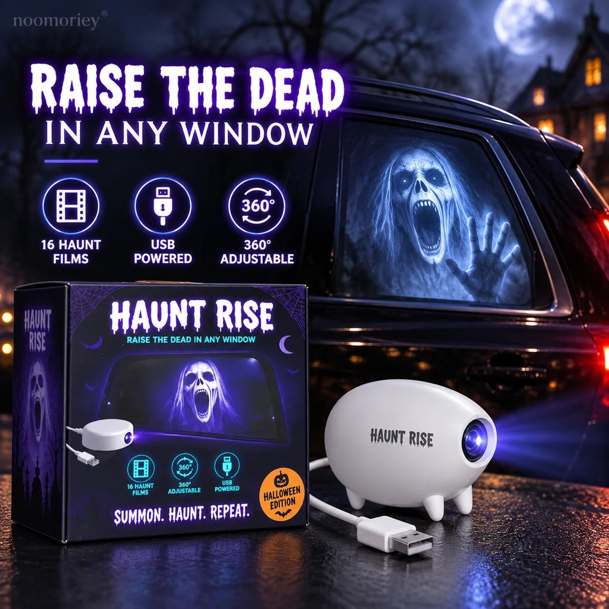 🎃 Halloween-Fensterprojektor ✨ 16 gruselige Filme – USB-betriebene Festtagsdekoration