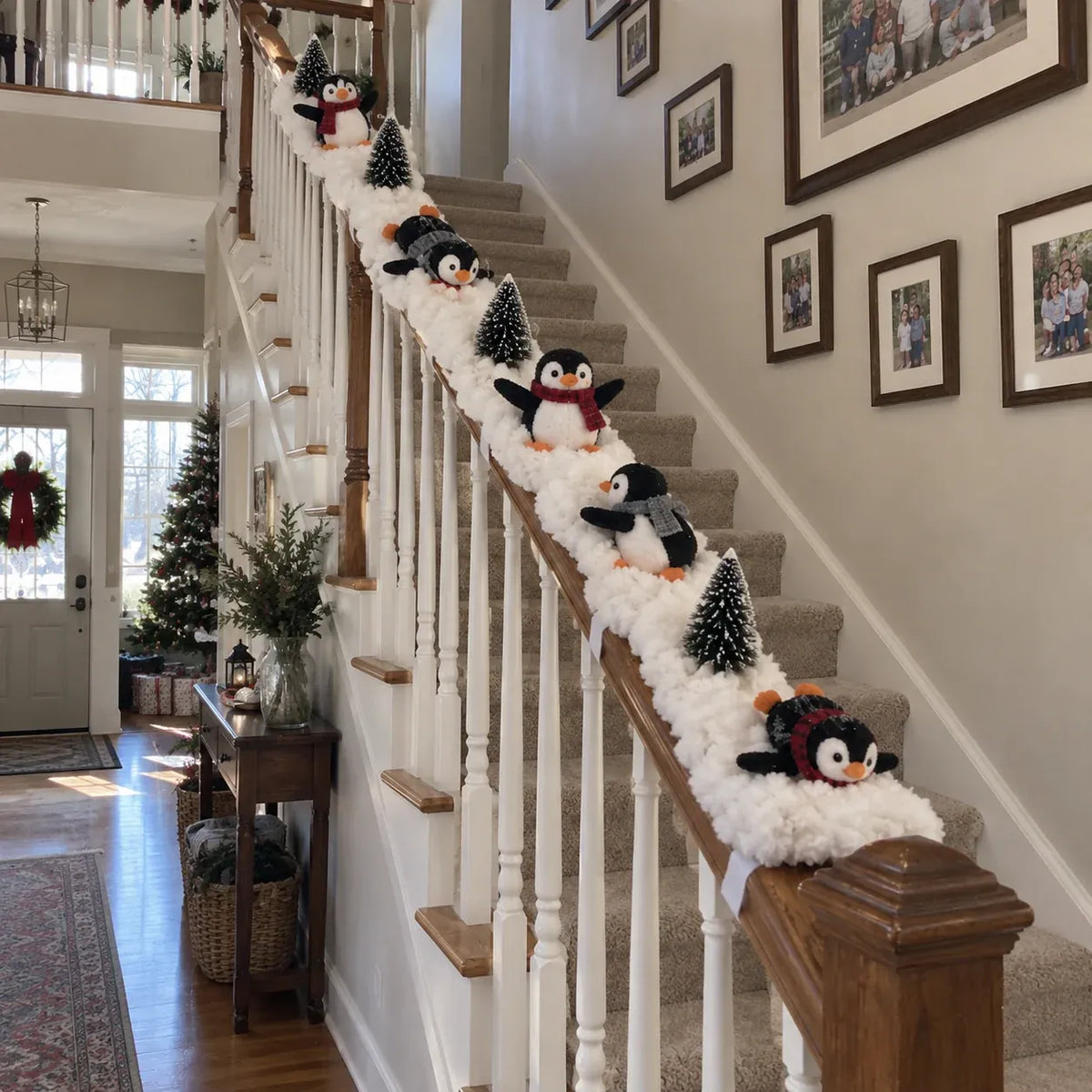 🔥Last Day 50% OFF - 🔥Playful Penguin Snowy Stair Railing Decor