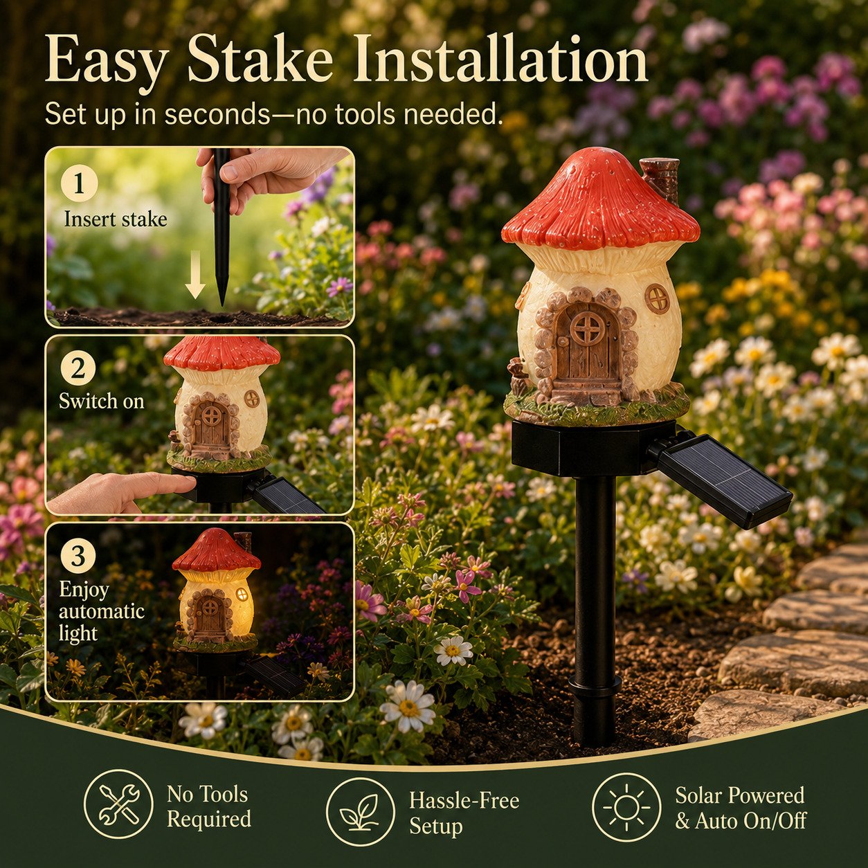 🔥Last Day 49% OFF🍄Solar Fairy-Tale Mushroom Cottage Garden Light💡