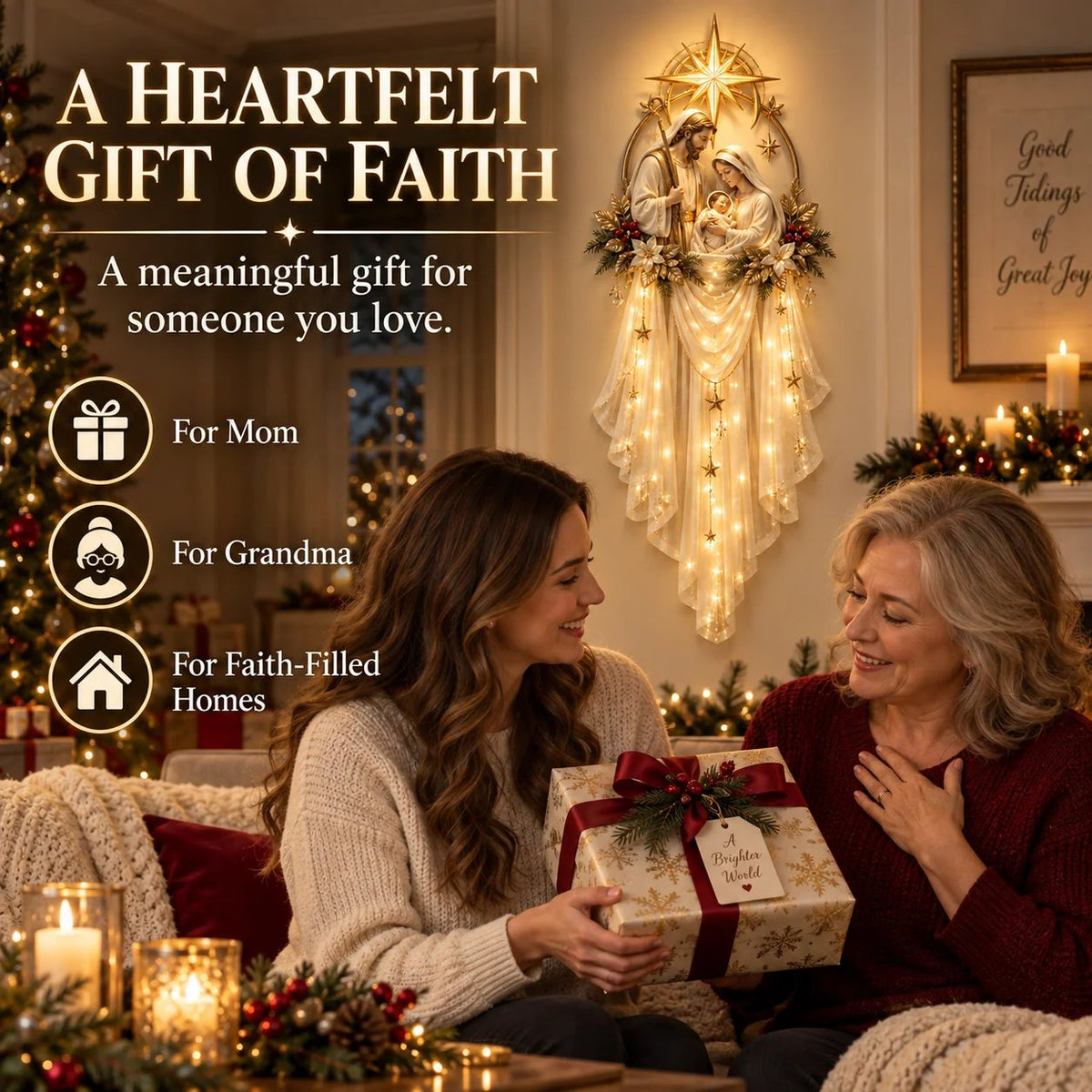 ✨50% OFF Today | Holy Family Star Veil™ – Meaningful Christmas Wall Decor