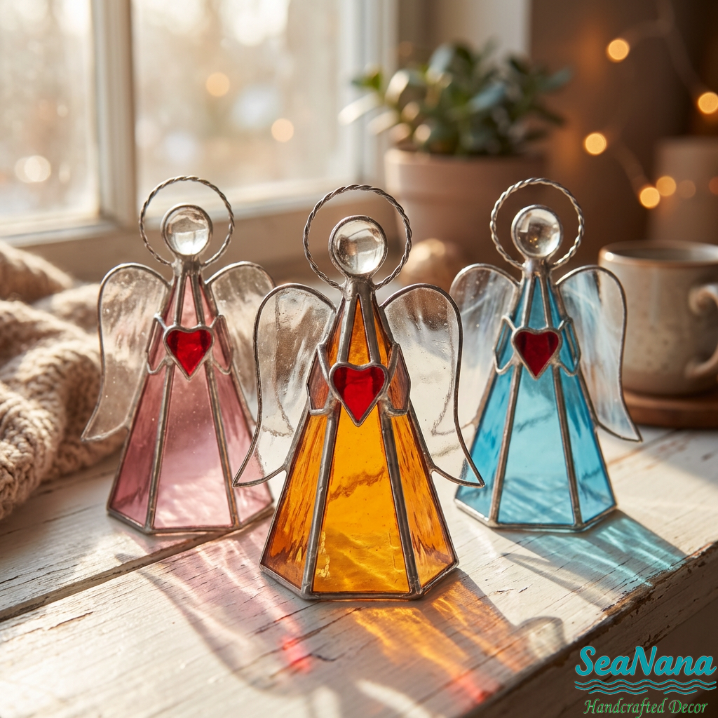 ✨ Guardian Angel Stained Glass Angel Candle Holder