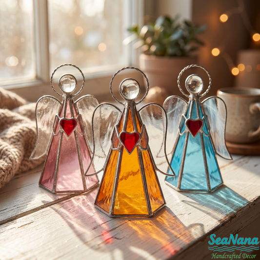 ✨ Guardian Angel Stained Glass Angel Candle Holder
