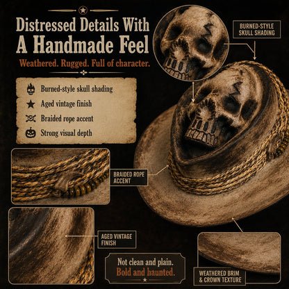 💀 Handmade Ghost Skull Cowboy Hat