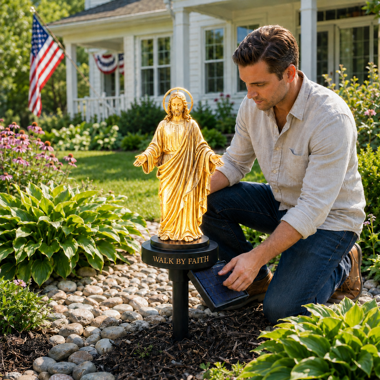 🙏🏻 Walk by Faith Solar Jesus Garden Light – A Peaceful Reminder of His Presence