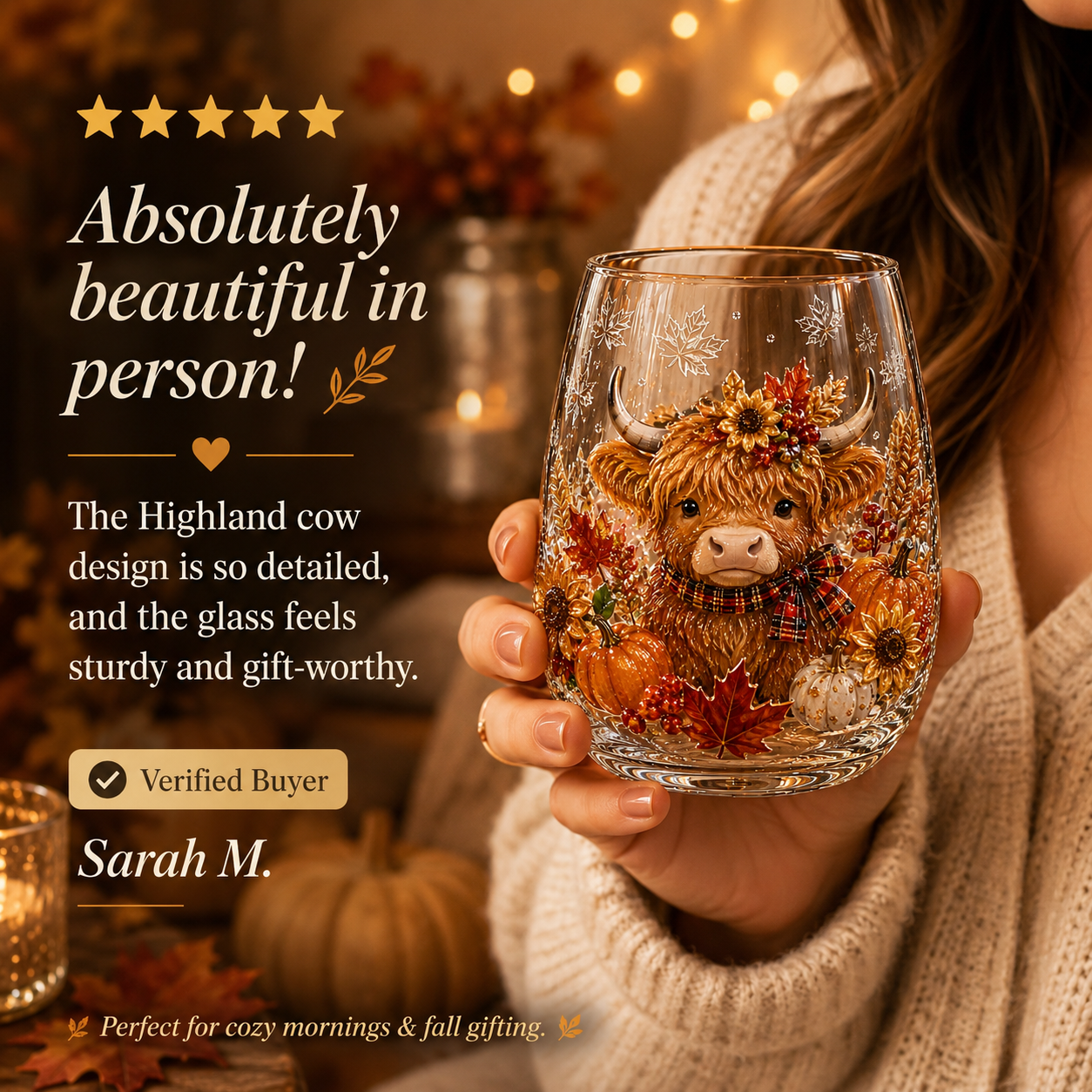 🍂Autumn Harvest 3D Glass Cup Gift Set – 6 Festive Designs