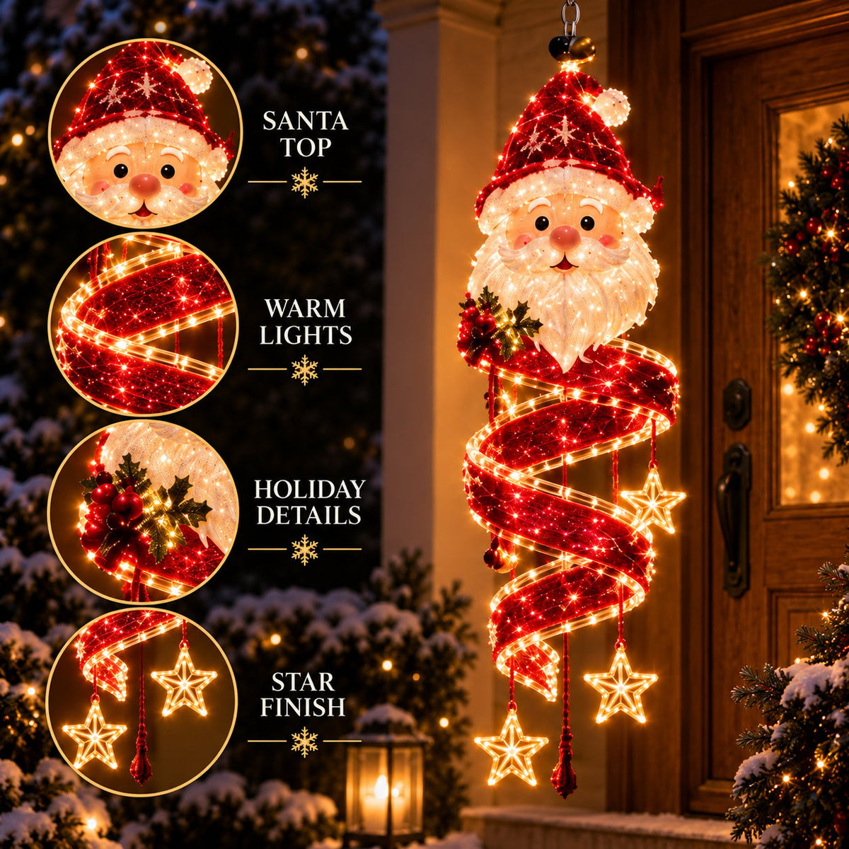 ⏳ Last Day 49% OFF – 🎄Christmas Magic Spiral™ Hanging LED Light Collection