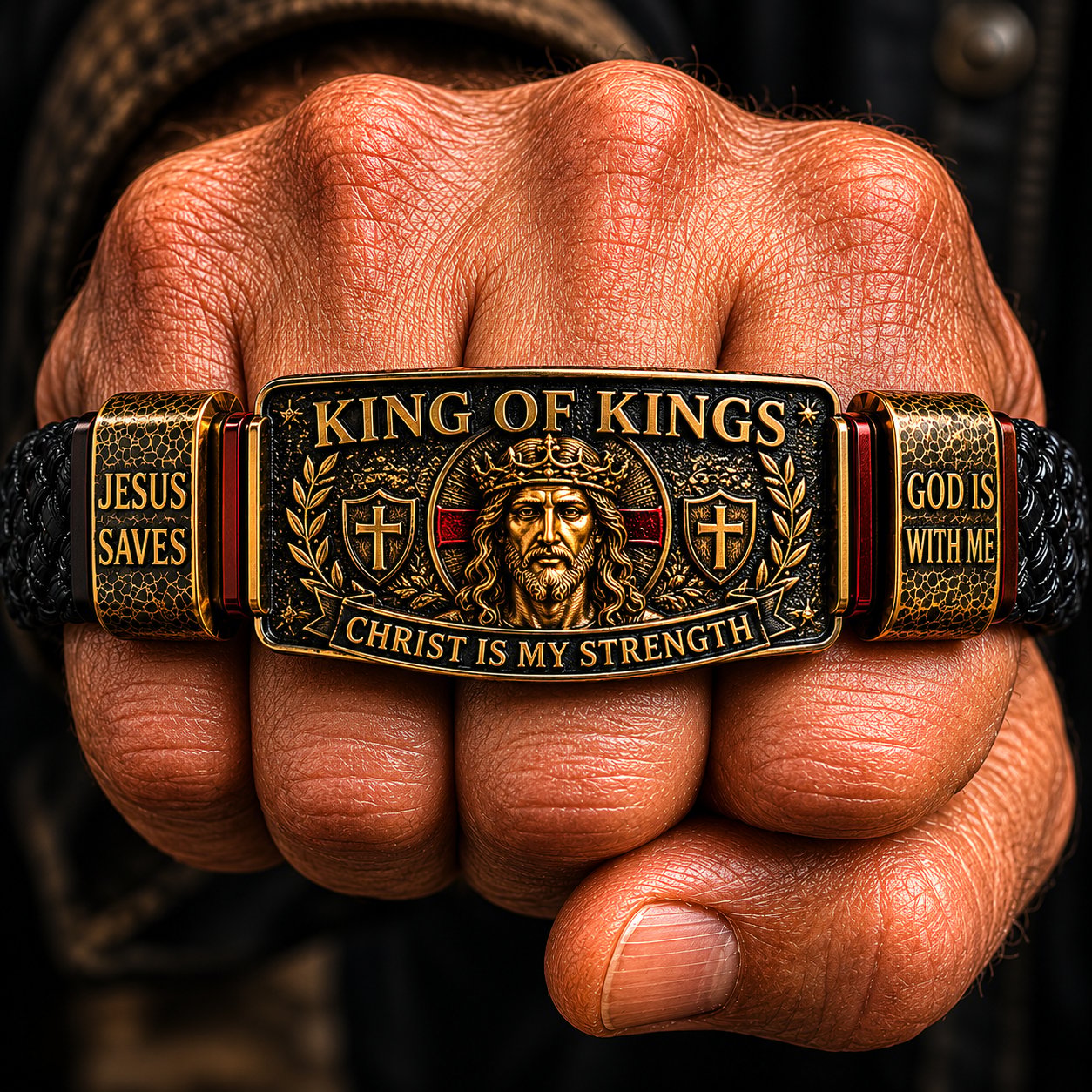 🔥LAST DAY 50% OFF ✝️CHRIST IS MY STRENGTH: Father’s Day Faith Bracelet, Daily Spiritual Reminder for Christian Dads