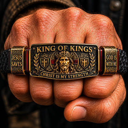 🔥LAST DAY 50% OFF ✝️CHRIST IS MY STRENGTH: Father’s Day Faith Bracelet, Daily Spiritual Reminder for Christian Dads