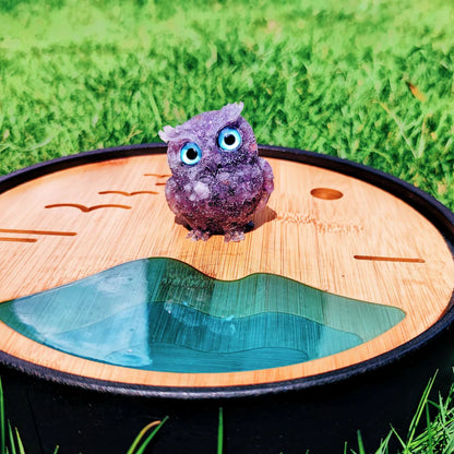 🦉✨ Natural Amethyst Crystal Owl Handmade Appalachian Workshop Piece