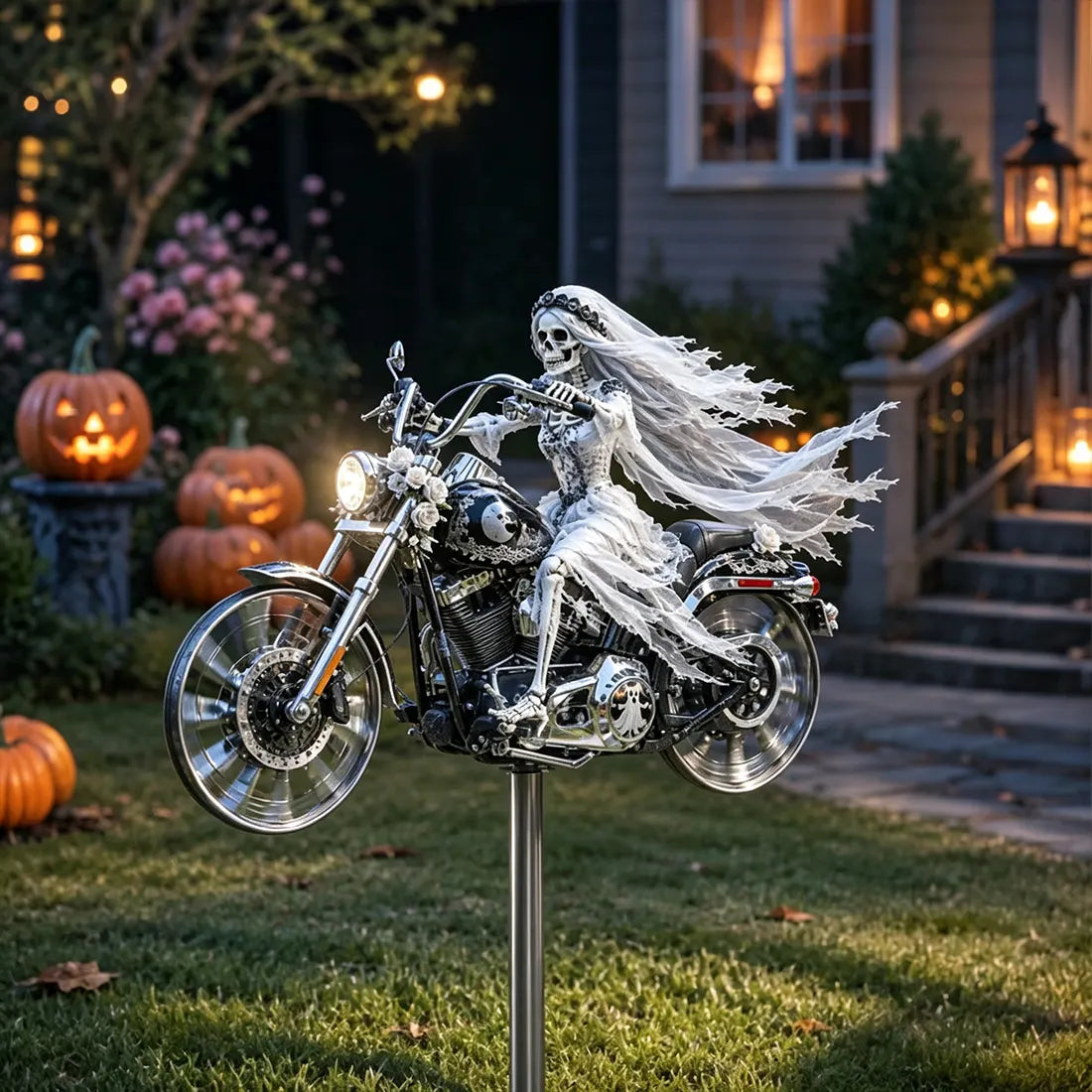 🎃 BikerSpooky™ Halloween Motorcycle Garden Windmill 🏍️
