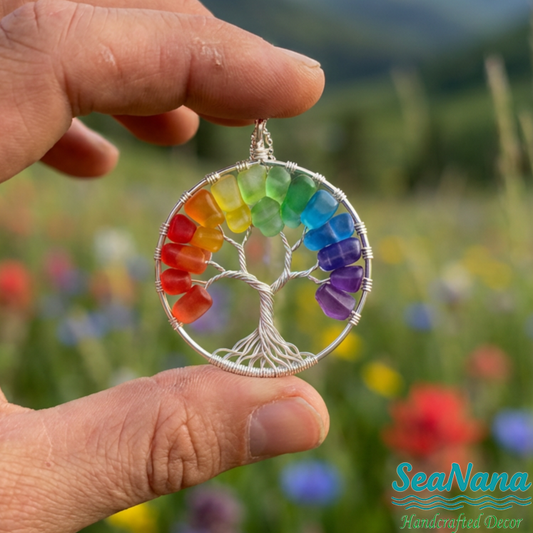 🌳Handmade Tree of Life Sea Glass Necklace