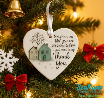 🌊Heart-Shaped Sea Glass  Decor-✨ Friendship & 🏠Thank Your Neighbors💝