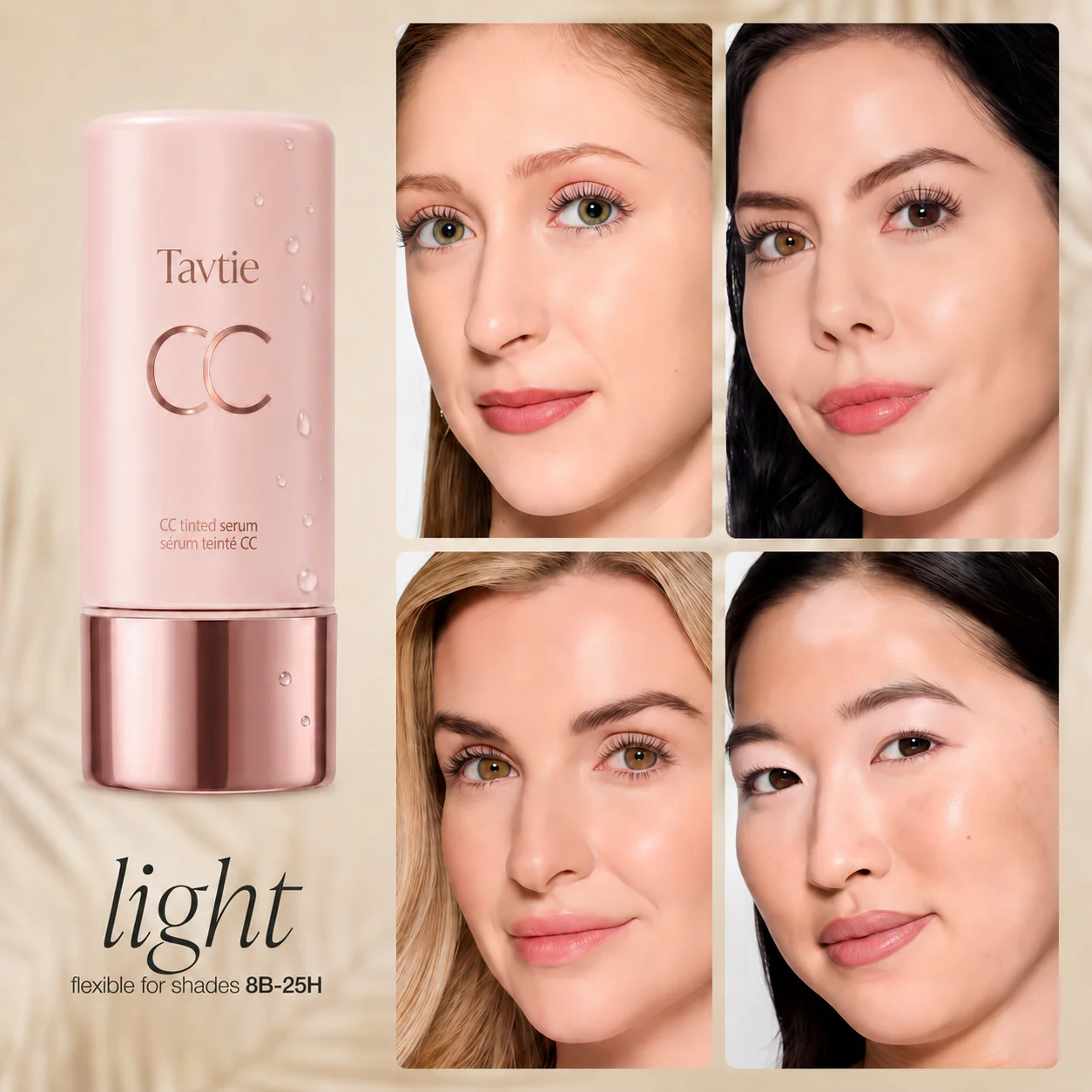 CC Color-Correcting Tinted Serum – Lightweight, Shade-Adaptive Coverage with 24H Hydration & 16H Waterproof Wear