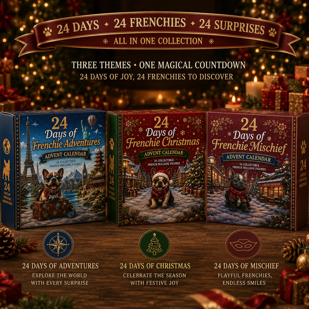 ⏰Limited Stock 50% OFF - 🎄🐶 2026 French Bulldog Advent Calendar – 24 Days of Frenchie Mischief
