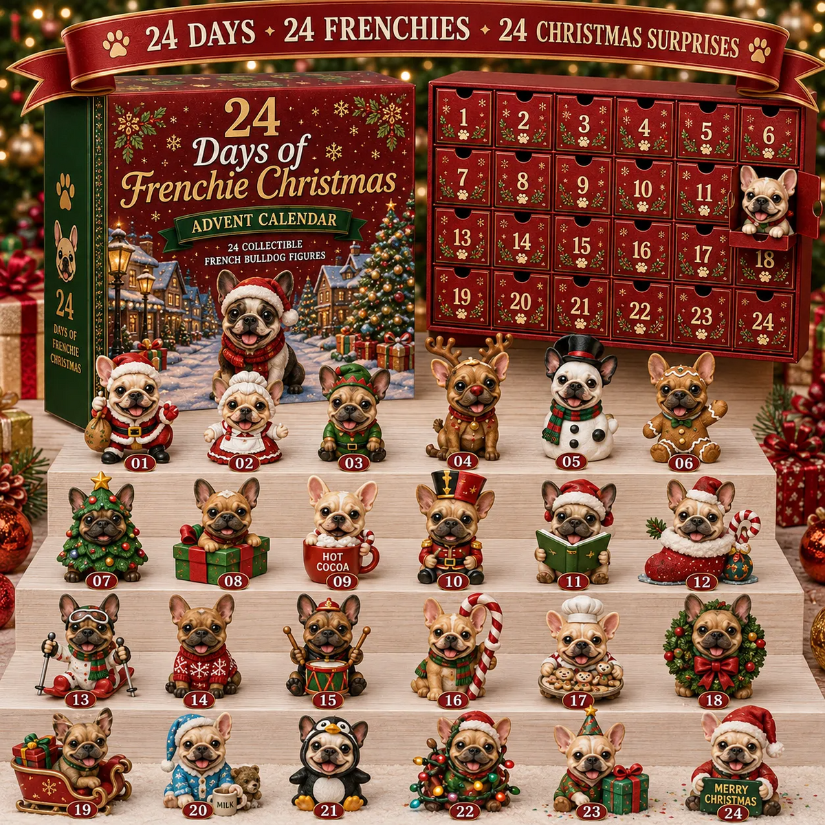 ⏰Limited Stock 50% OFF - 🎄🐶 2026 French Bulldog Advent Calendar – 24 Days of Frenchie Mischief