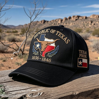 Republic of Texas Longhorn Hat - Black