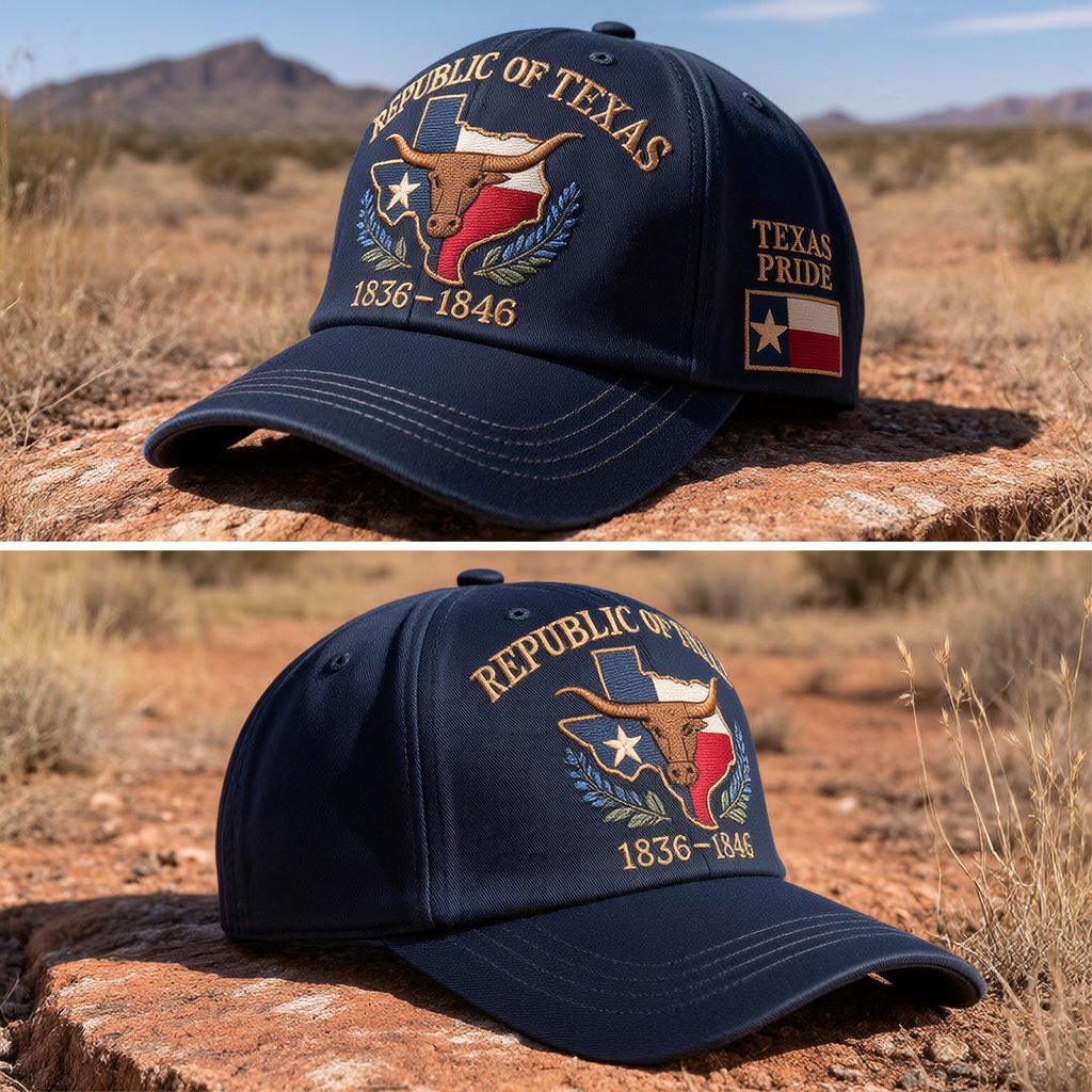 Republic of Texas Longhorn Hat - front and side