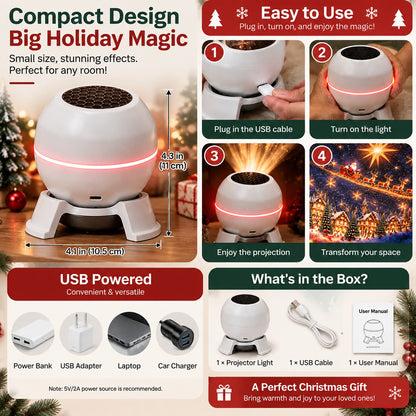 🔥LAST DAY 49% OFF -🎄 Magical Christmas Projection Night Light – Transform Any Room Into A Holiday Wonderland