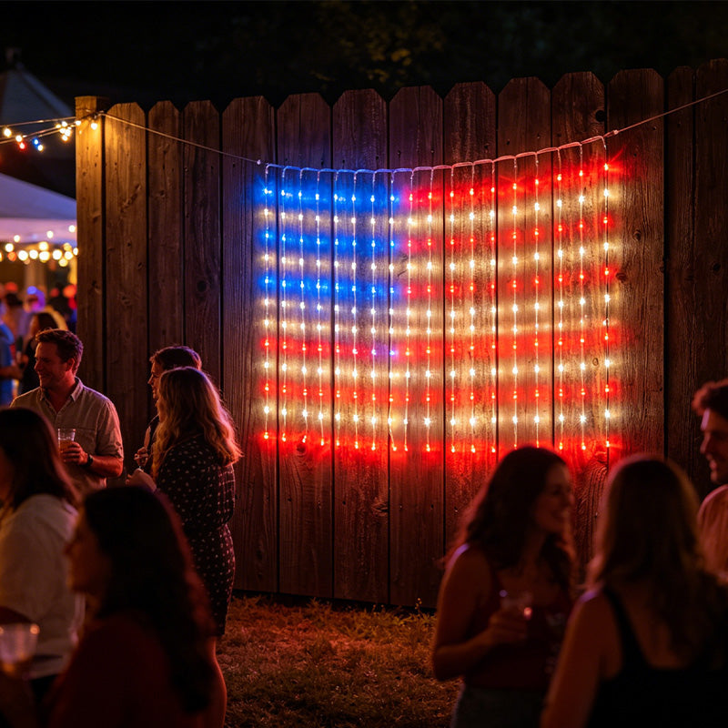 ❤️LIMITED-TIME 49% OFF! ✨ Patriotic Flag Net Lights – USB, Waterproof, 50,000-Hour ✨
