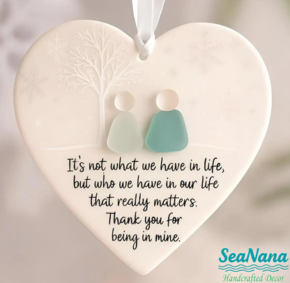 🌊Heart-Shaped Sea Glass  Decor-✨ Friendship & 🏠Thank Your Neighbors💝